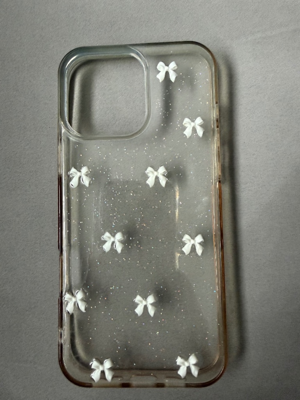 Clear Glitter Bow iPhone Case Cute Aesthetic Ribbon Design